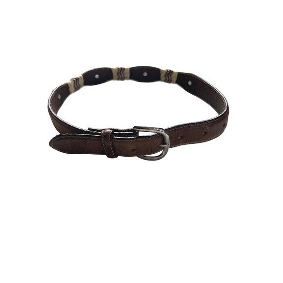 Leather‎ Western Belt Braided Detail Silver Conchos Kids Size 22 - Picture 1 of 6